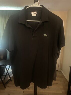 Lacoste Black Polo with Green Crocodile Logo